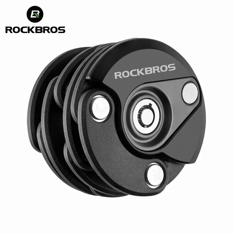 ROCKBROS Bike Lock Anti Theft Bicycle Lock with Keys Mini Portable Foldable Chain High Security Resistant Cycling Hamburg Lock