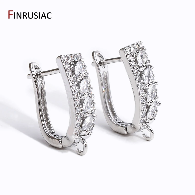 18K Gold Plated Brass Shvenzy Earwire Hooks For DIY Women Handmade Cubic Zirconia Earrings Making Accessories Findings
