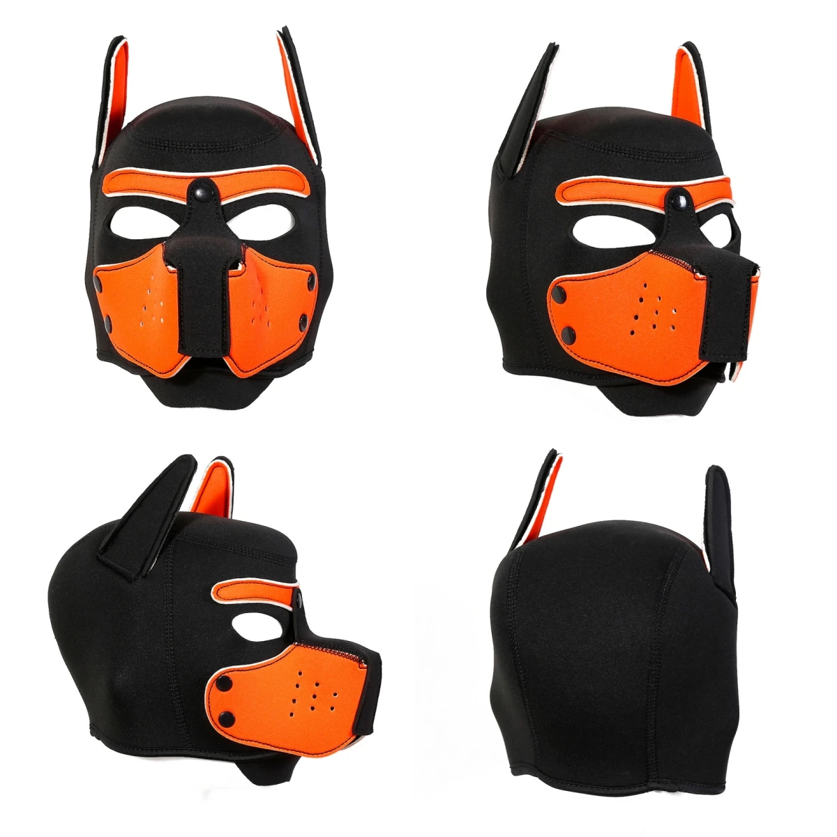Hommes femmes accessoires exotiques chiot jouer masque Cosplay Costumes Sexy Latex bouche ouverte visage complet Halloween fétiche tête capuche masques
