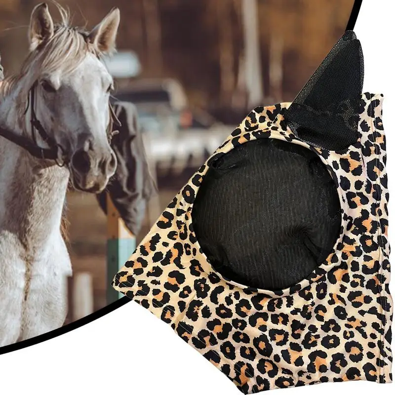 Cobertura anti-mosca completa para cavalo, Padrão de leopardo, Proteção respirável, Produto do cuidado do cavalo