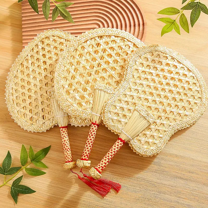 1pc Chinese Hand Woven DIY Home Decoration Heat Dissipation Bedroom Living Room Summer Cooling Weaving Hand Fan