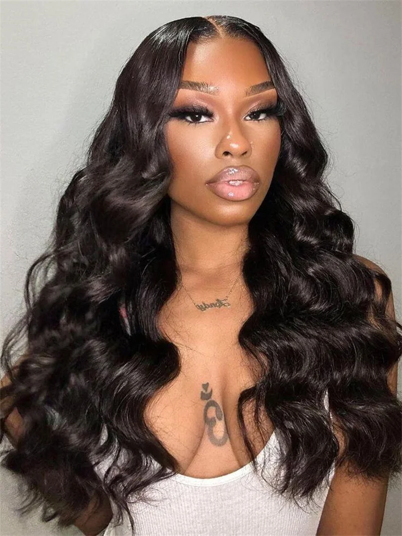 Black Wave Curly Long 26“ 180Density Lace Front Wig For Black Women Babyhair Preplucked Heat Resistant Glueless Daily Wig