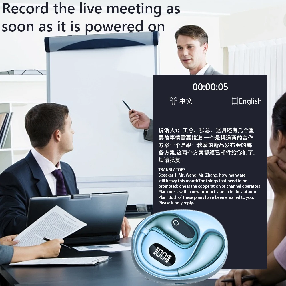 AI Intelligent Translator Earbuds 138 Languages Bluetooth-Compatible 5.3 Two-Way Voice Translator Waterproof Open Ear Headphones