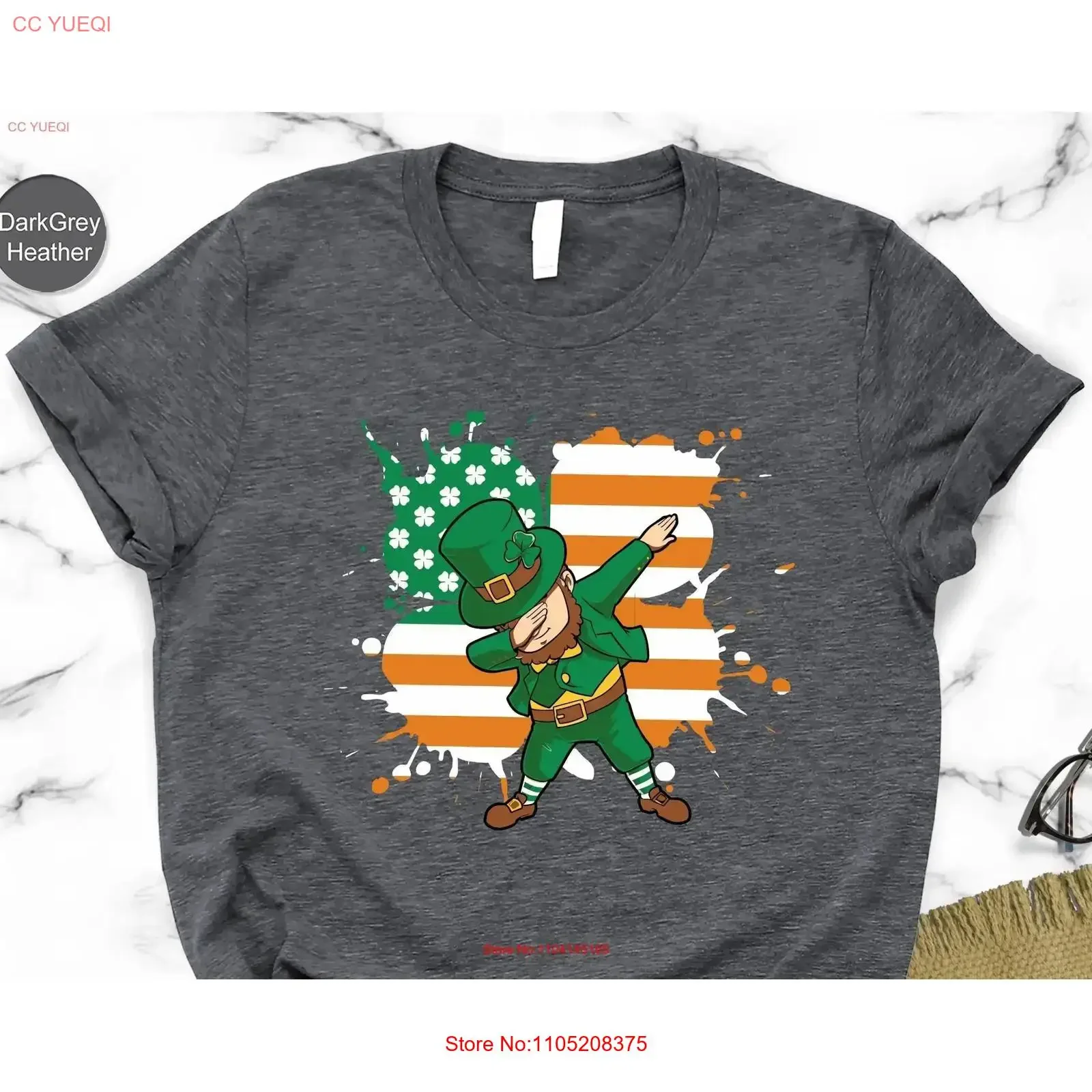 

Dabbing Leprechaun T Shirt American Irish Flag Kids Boys Toddler St Patricks Day For Him Lucky Shenanigans vintage Washed