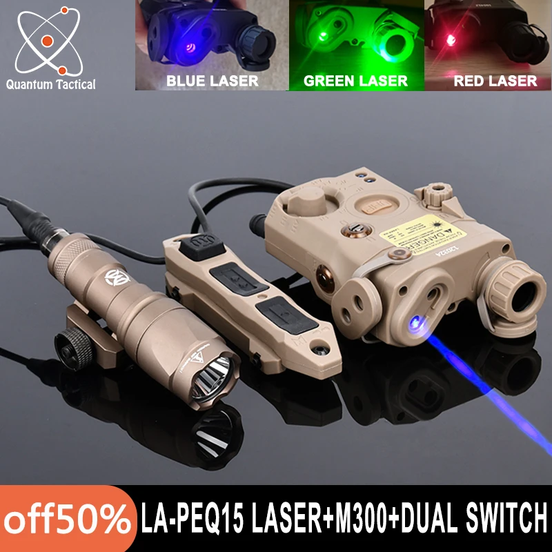 Airsoft Tactical UHP PEQ15 Red Green Blue Laser Dual Remote Pressure Switch Surefir M600C M300 Flashlight AR15Rifle Hunting PEQ