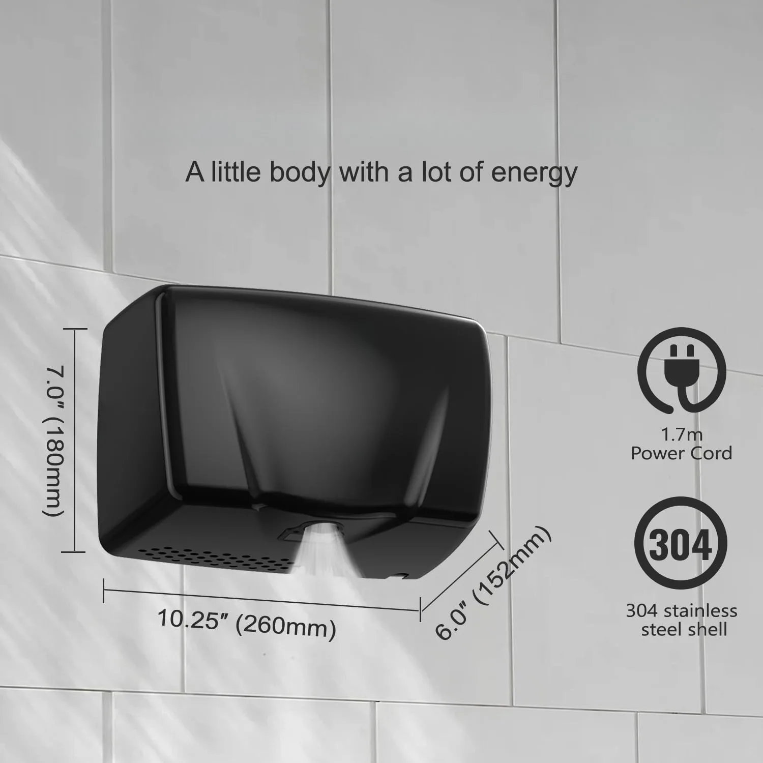 고속 상업용 자동 핸드 드라이어 - 헤비 듀티 스테인레스 스틸 핸드 드라이어 - 온풍 손 건조기