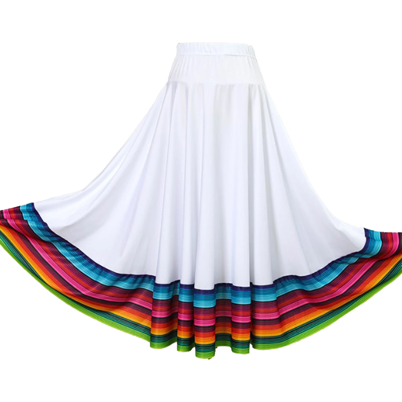 Mexican Spanish Folk Dance Skirt Long Skirt Big Swing Skirt Full Circle Colorful Stripe Waltz Ballroom Dancing Training Dress