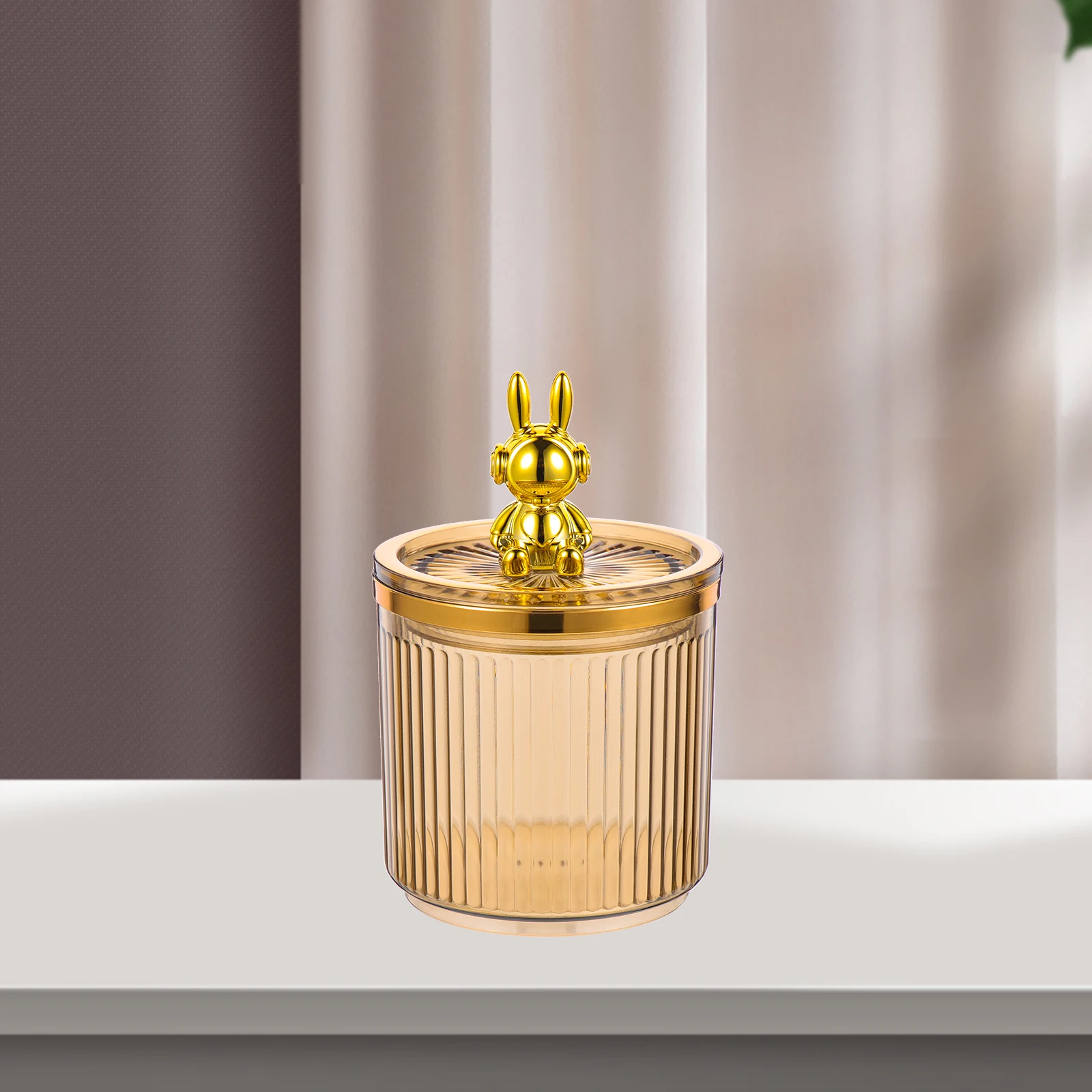 

Stripe Acrylic Storage Container Adorned With Adorable Space Lid Elegant Design For Home Decor And Organization