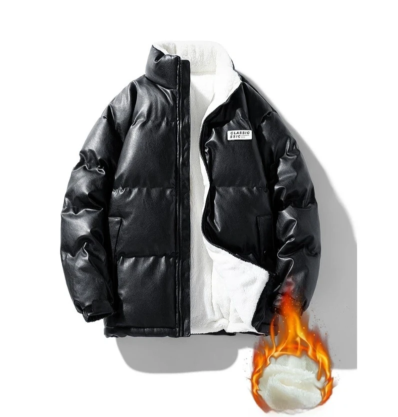 

Мужская зимняя хлопковая стеганая куртка, пальто из искусственной кожи, утепленная теплая парка, мужская молодежная уличная мода, верхняя одежда-бомбер, куртка унисекс