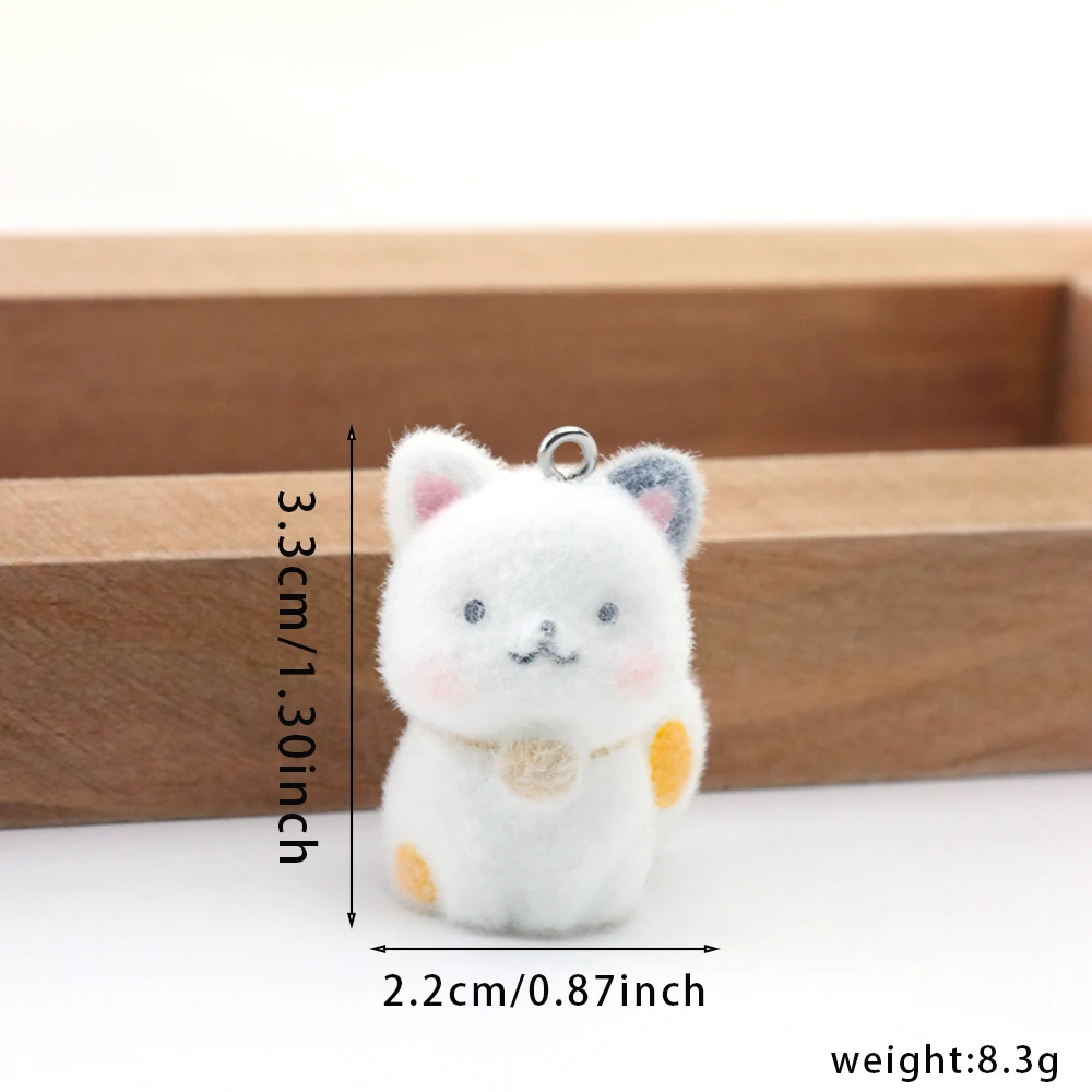 20pcs 3D Flocking Resin Kawaii Kitten Charms Animal Cat Pendant for Necklace Earrings Keychain DIY Making Jewelry Accessories