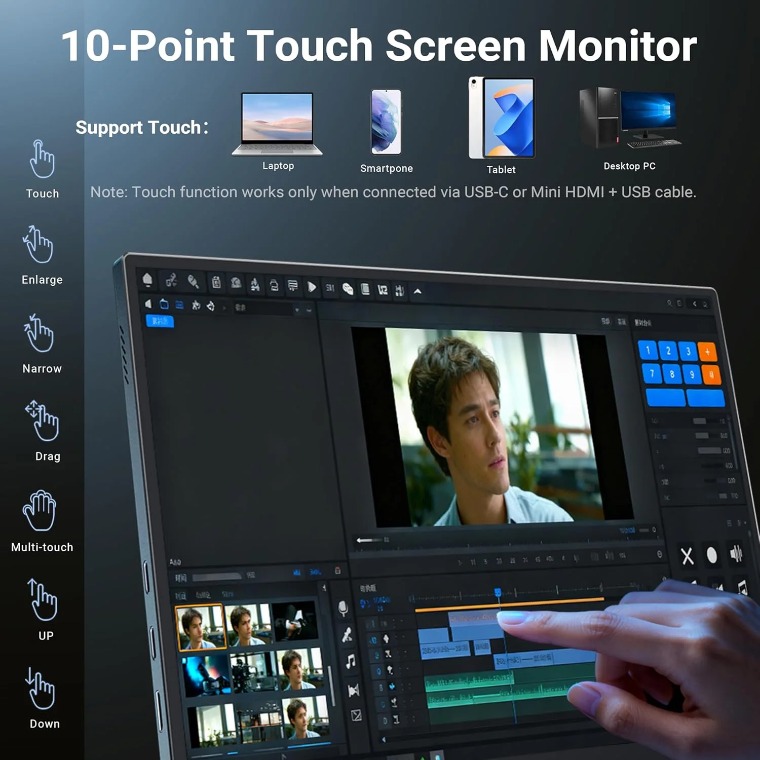 10.5 Inch Portable Monitor 1920*1280 FHD IPS 100% SRGB VESA With Type-C Mini HDMI For Phone Laptop TV PS4/5 XBox Dack Switch