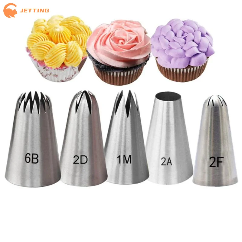 (New) 1/5Pcs Stainless Steel Large Size Cake Decorating Piping Tips Set For Icing Fondant Cupcake Decoration view 2