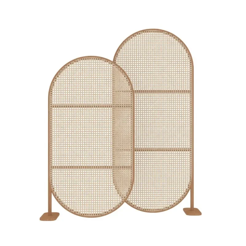 

Solid wood rattan movable screen partition