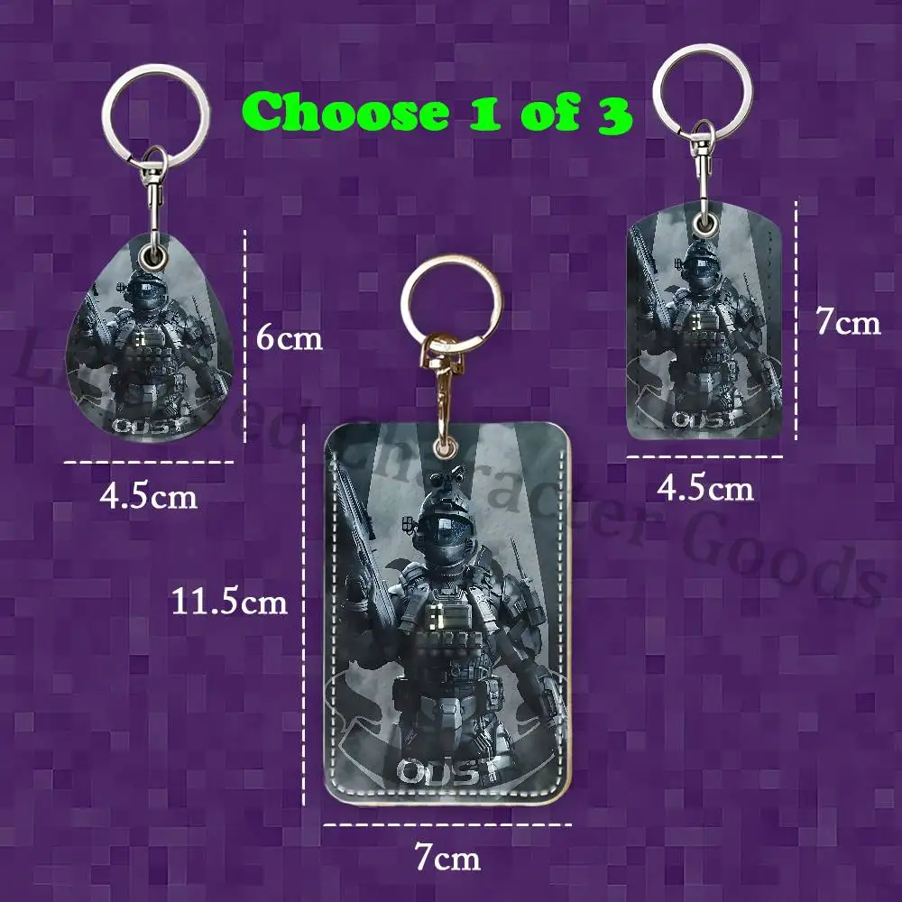 The D-Dimike O-ODST Rectangle Card Case Keychain Access Card Bag Key Tag Ring Leather Card Holder Key Ring Access view 5