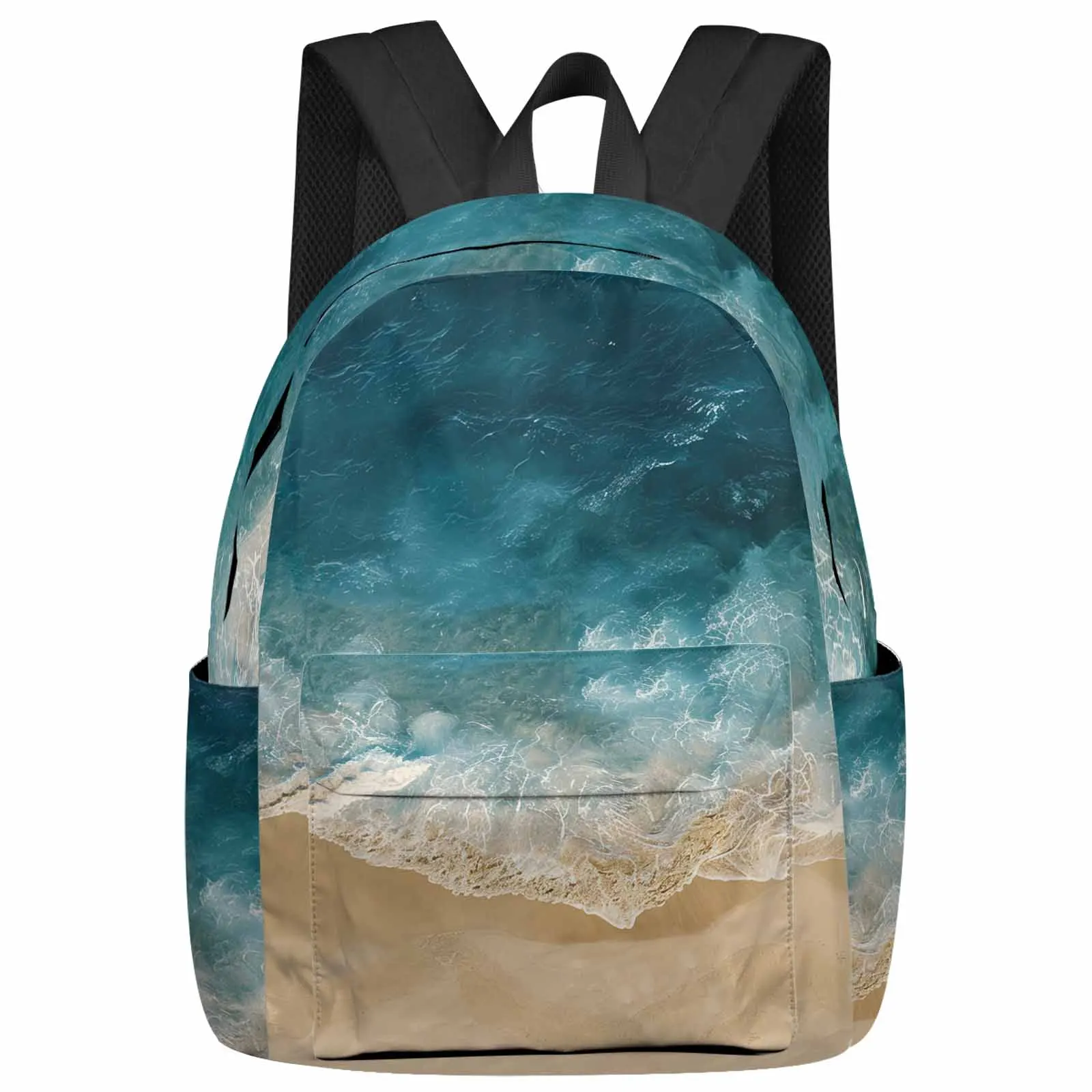 

Seaside Beach Waves Large Capacity Backpack Men Laptop Bags High School Teen College Girl Student Mochila