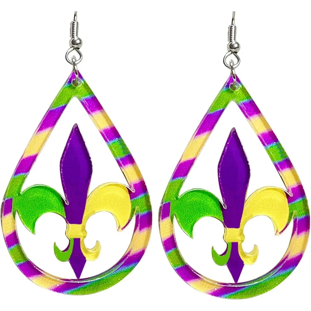 

Colorful Mardi Gras Mask Shape Dangle Earrings for Women and Girls