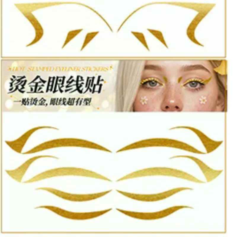 

Glitter Stickers Face Eyeliner Tattoo Flash Gold Temporary Tattoos Waterproof Makeup Decals For Girls Party Music Festival