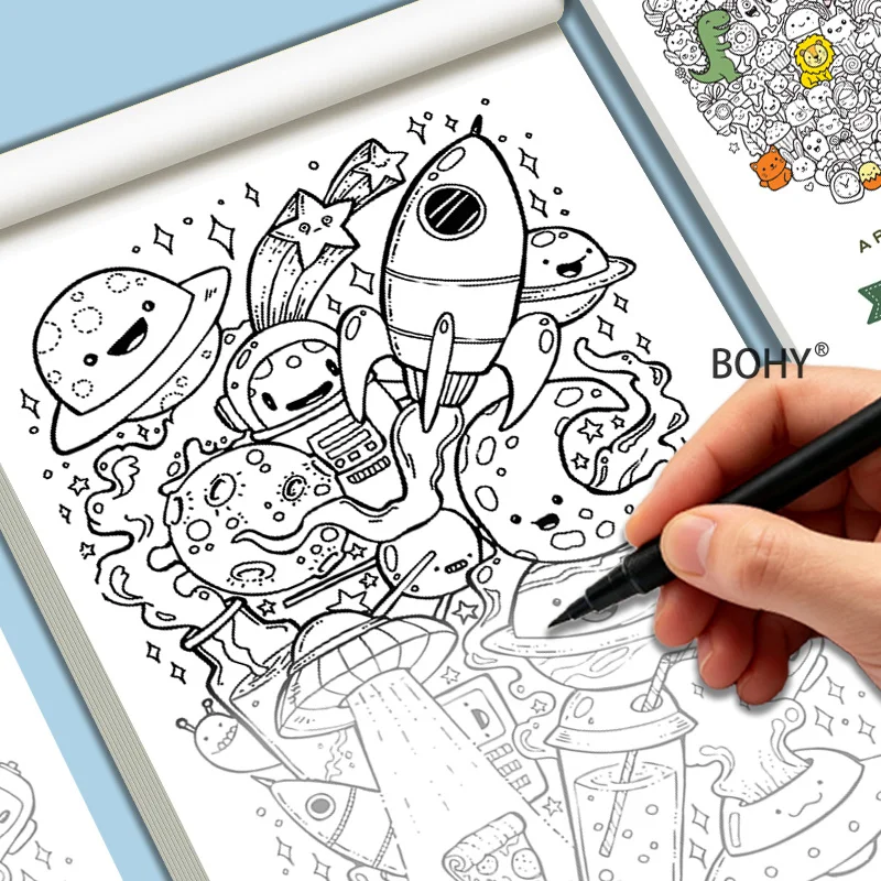 1 Adult Decompression and Graffiti Coloring Album, with Themes Such As Flowers/monsters/small Animals and Other Line Drafts