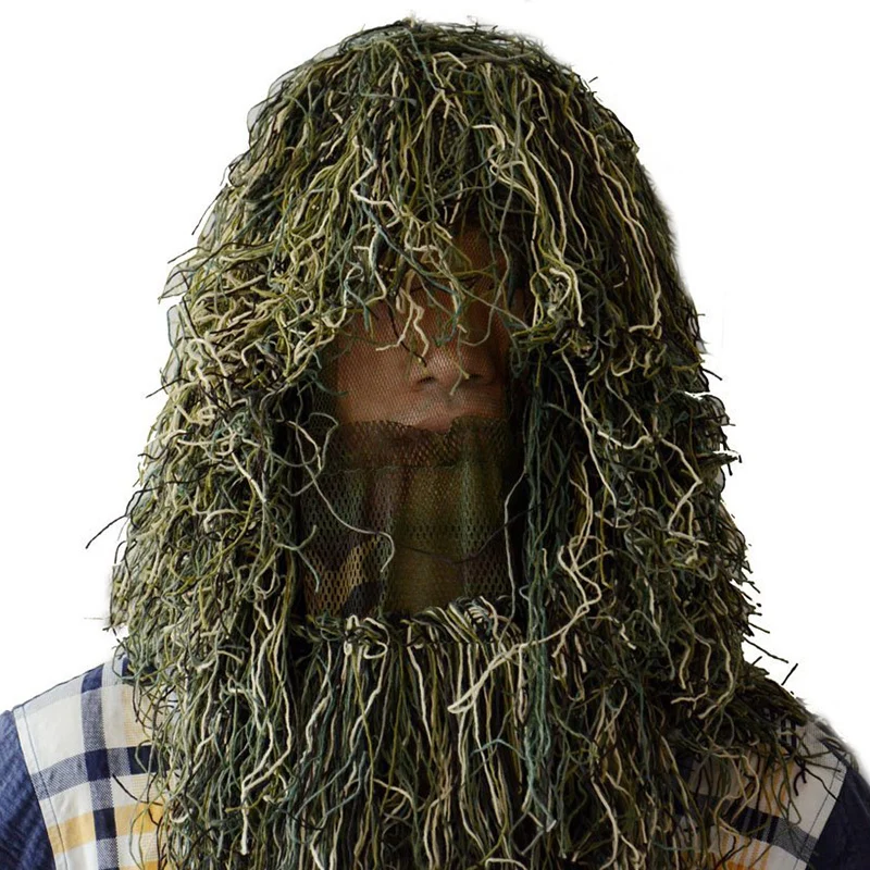 3D Tactical Airsoft Sniper Ghillie Suit Hood Hunting Camouflage HeadGear Paintball CS Game Head Cover For Ghillie Suit