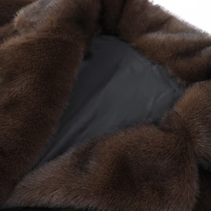 Long Synthetic Dark Skin Women's Synthetic Skin Down Button Oversized Thickens 8 Main Sales Women's Brown Coat - №1