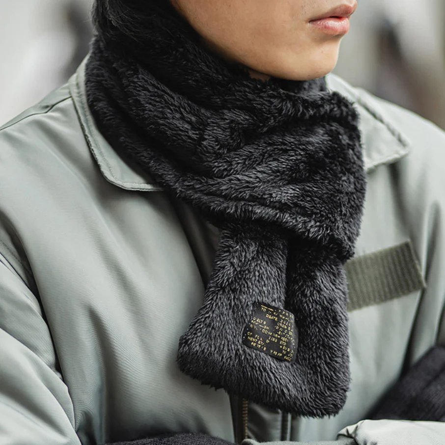Unisex Vintage Coral Fleece Neck Warmer Solid Color Soft Warm Winter Wrap Scarf Windproof Short Winter Neck Gaiter for Men Women