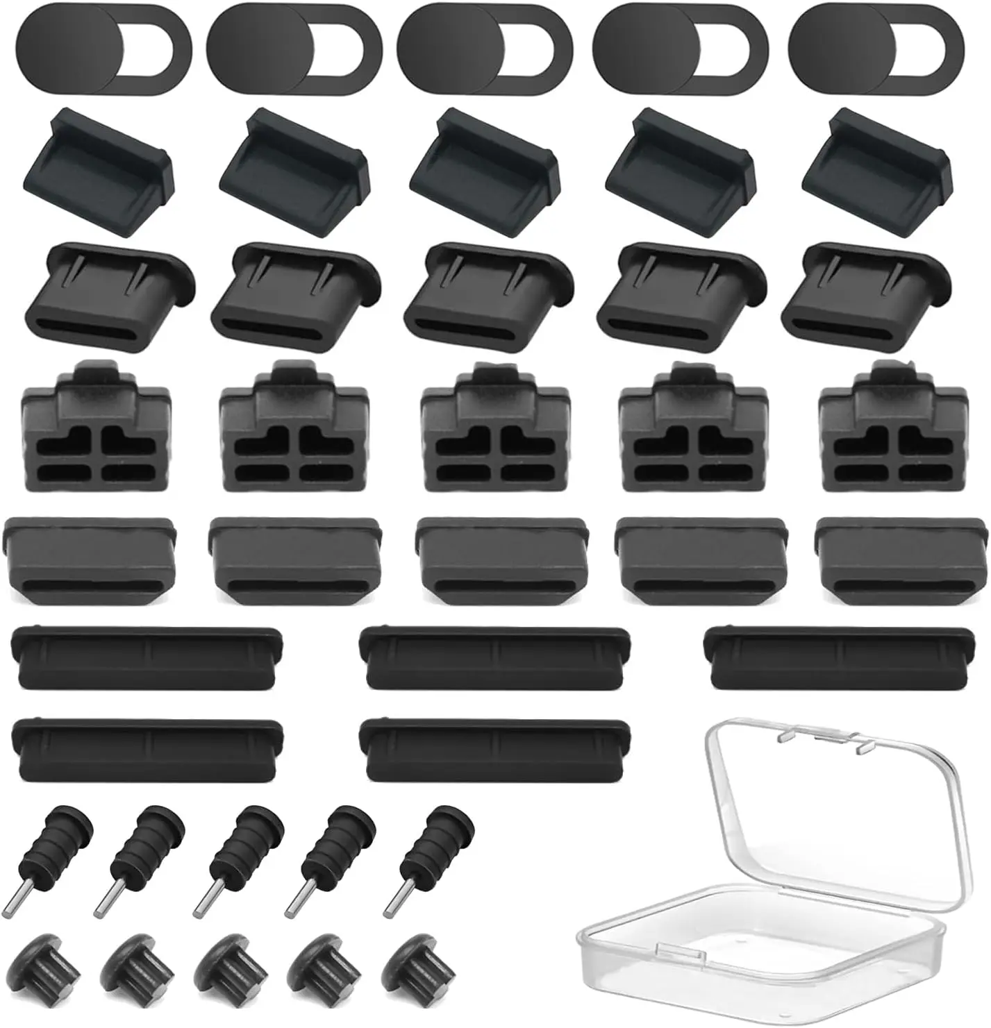 

40PCS Silicone Dust Plugs for USB, USB C, RJ45, HDMI, SD, Audio Ports & Camera