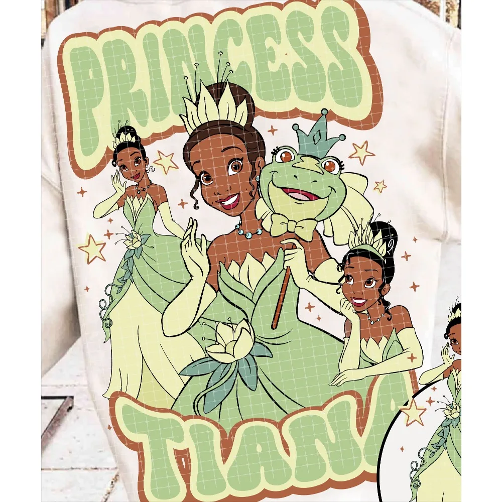 سويت شيرت Tiana Princess and the Frog Disney مريح. الخريف والشتاء الصوف طاقم الرقبة السترة القوطي هوديس