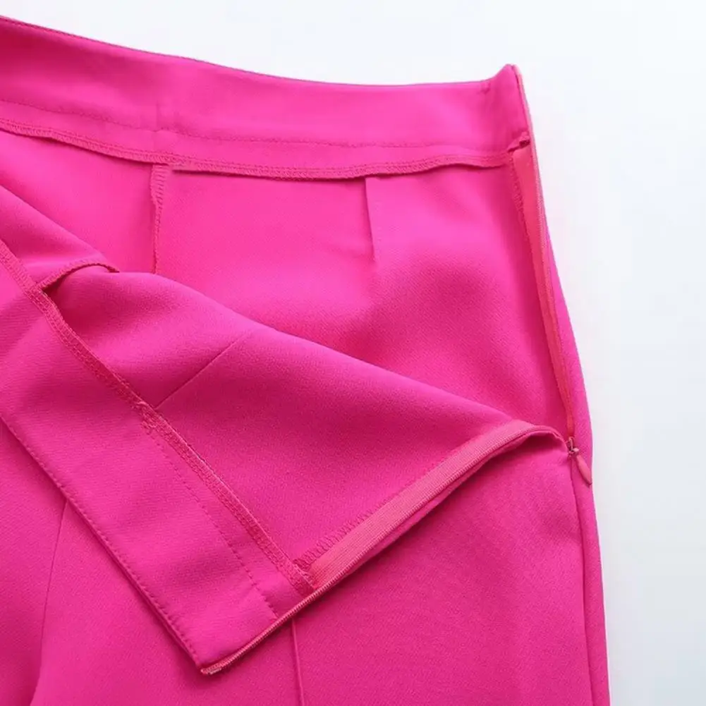 

Летние женские модные прямые брюки с высокой талией и молнией спереди, винтажные брюки полной длины, женские шикарные женские брюки