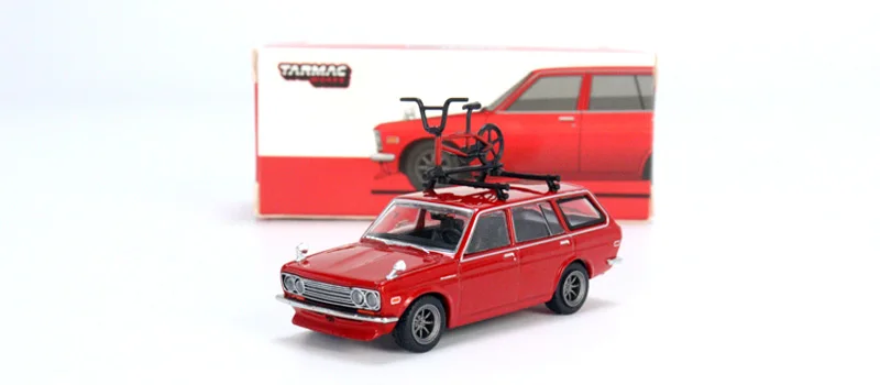 Tarmac Works 1:64 Datsun 510 Bluebird wagon with bicycle Collect die-casting alloy car model ornaments