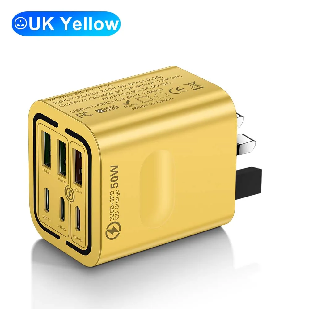Insgesamt 100 W 6 Ports Schnellladung EU/US/UK Stecker Wandladegerät für iPhone Samsung Xiaomi Huawei USB Handy Ladegerät Adapter – Detail 14