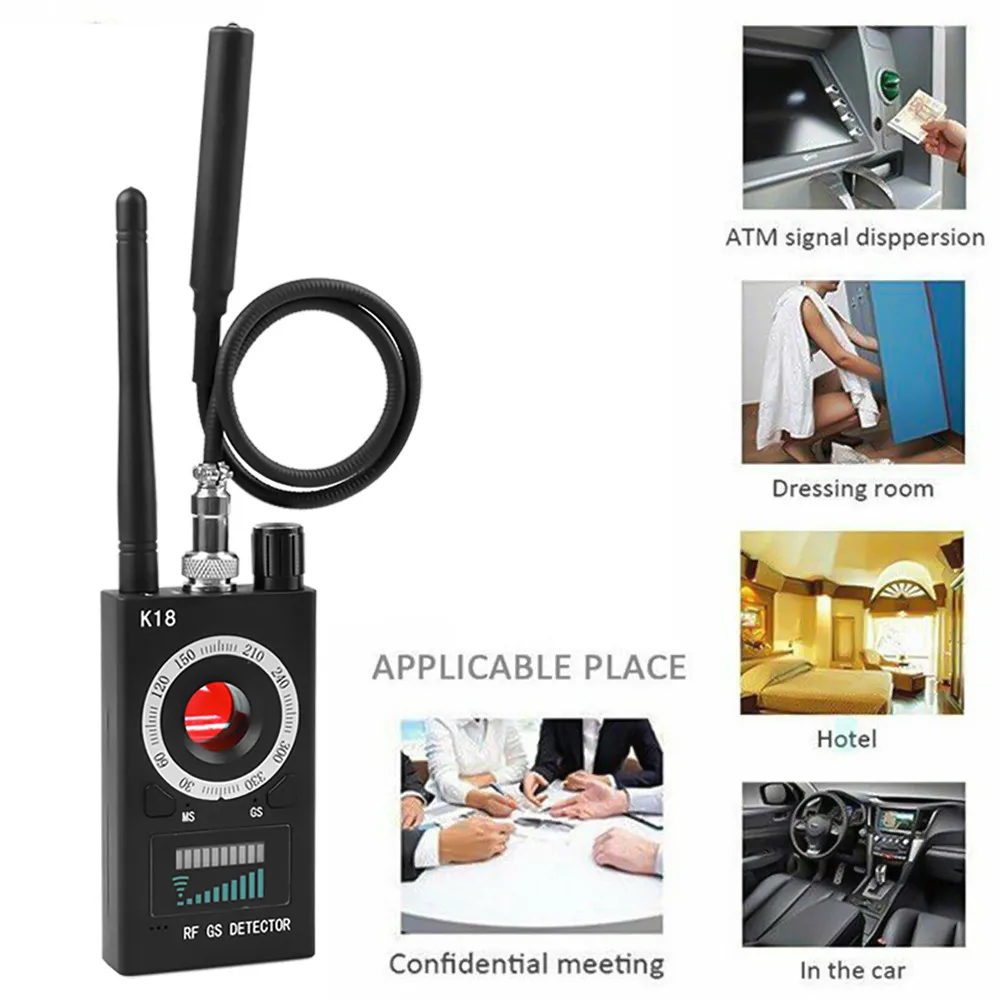 K18 เครื่องตรวจจับไร้สายกล้อง 1MHz-6.5GHz GSM เสียง Finder สัญญาณ GPS เลนส์ RF Tracker ตรวจจับ Multi-Function Anti กล้อง