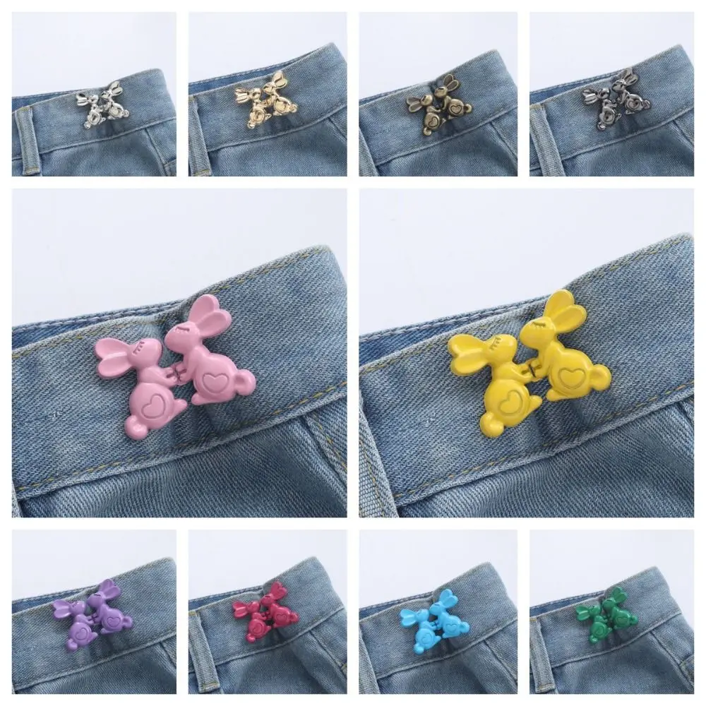 عقد الأيدي القلب أرنب السراويل زر تشديد الخصر مشبك ملون جان صالح تشديد أبازيم زر المشابك الفضة