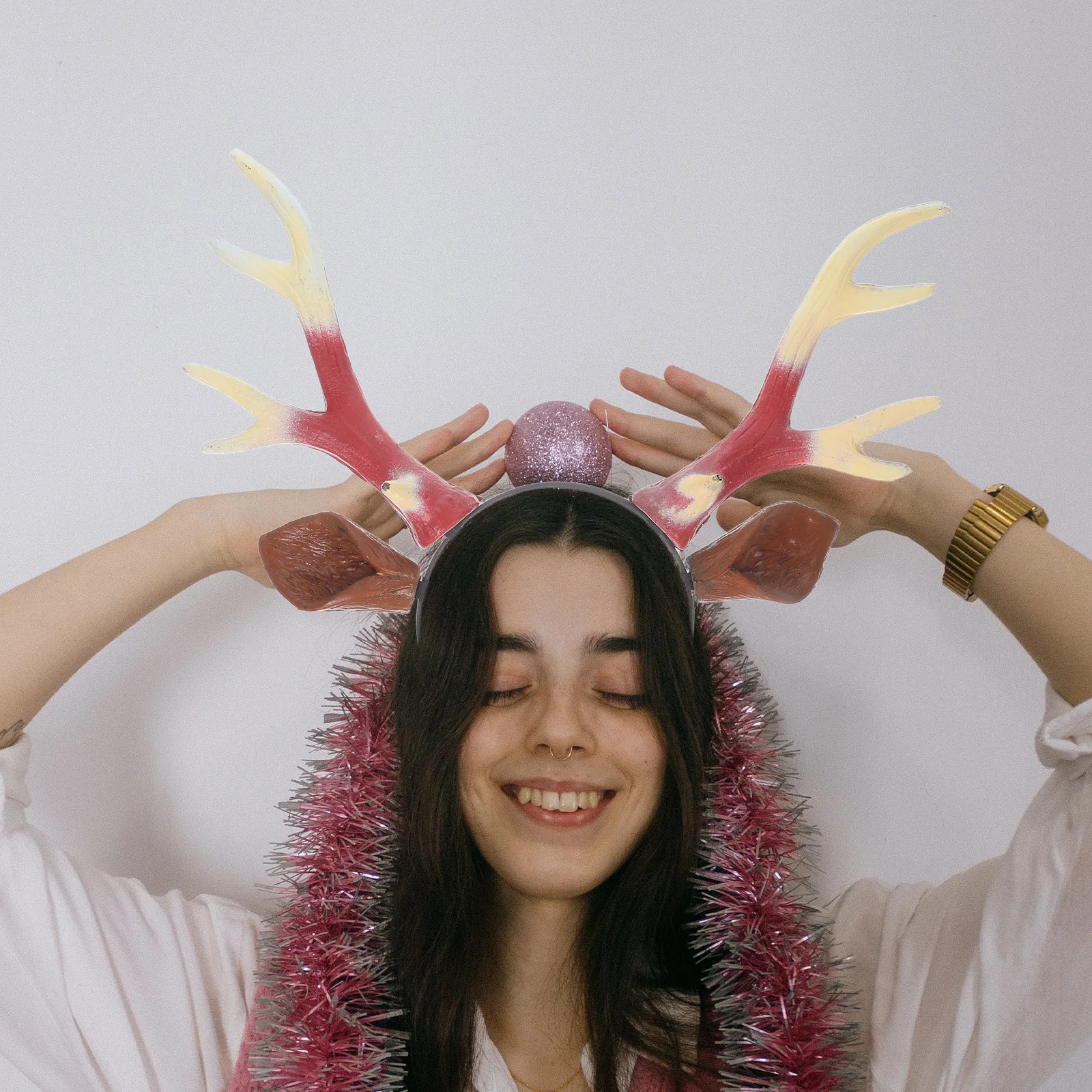 

Deer Antlers Headband Reindeer Ears Hairband For Women Animal Ear Costume Party Wedding Christmas Halloween Festival