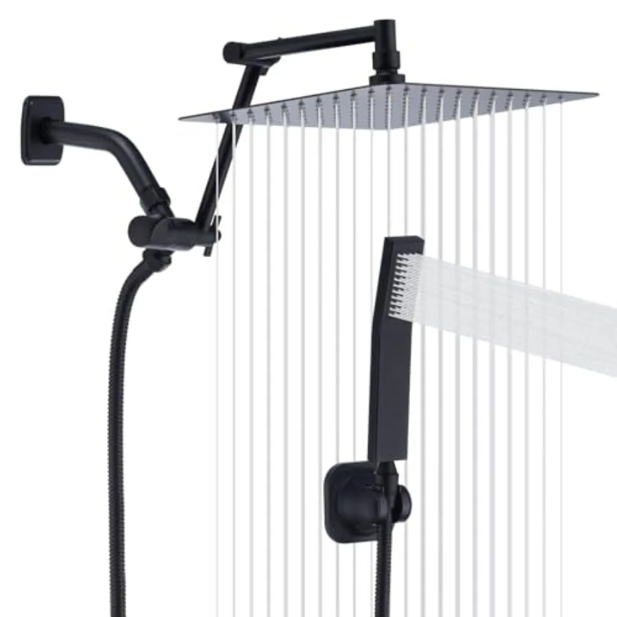 

10 Inch Adjustable Shower Head with Handheld Spray Combo High Pressure Rainfall Shower Heads with Height Adjust Extension Arm/H