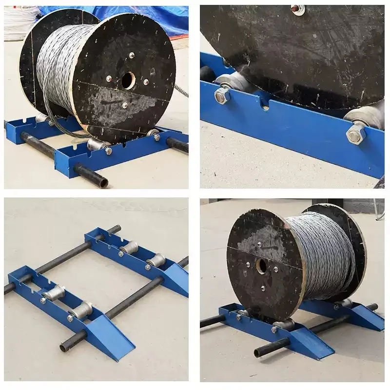 1pcs Portable Cable Retracting and Frame Small Steel Wheel Portable Horizontal Cable Optical