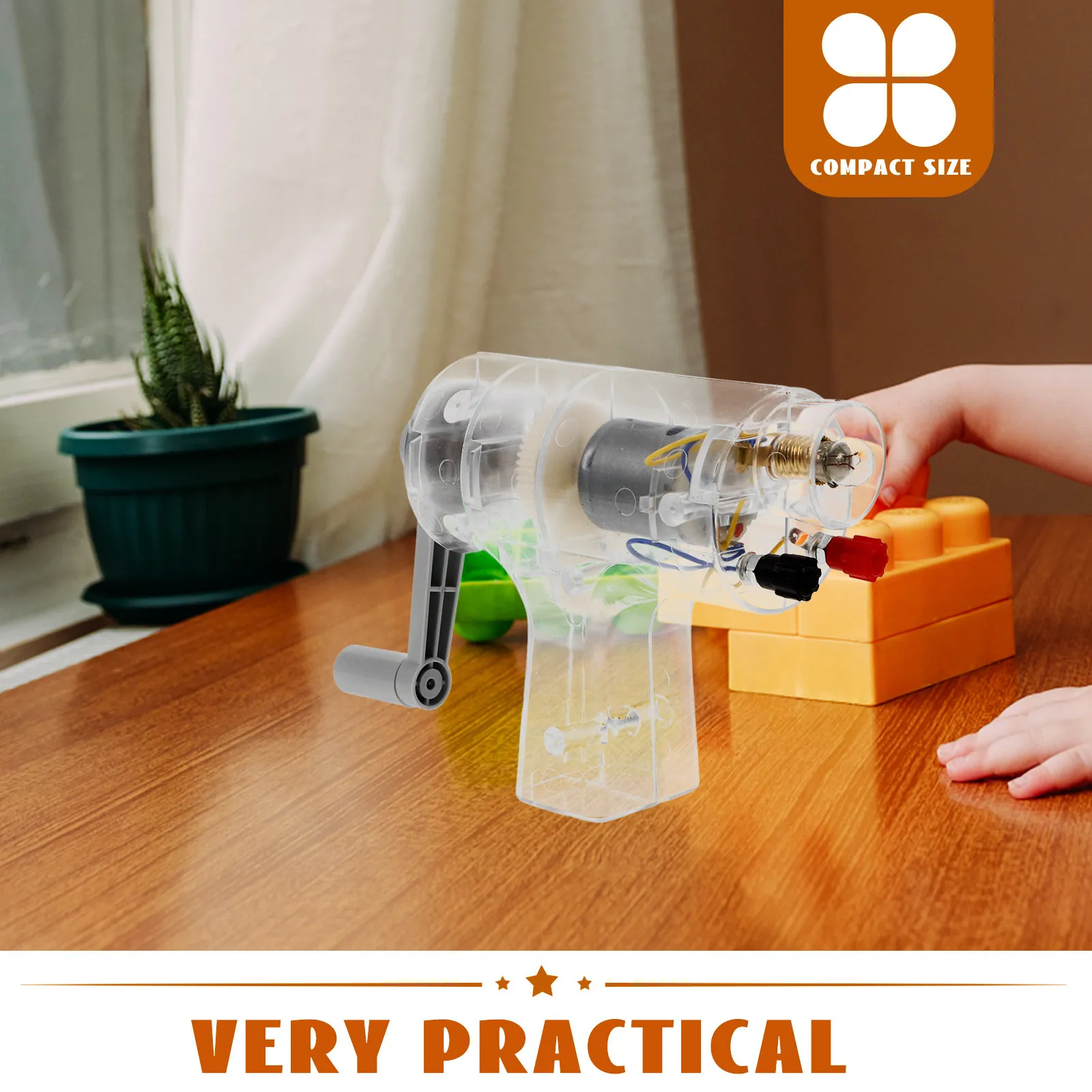 

Hand Crank Generator Compact Lightweight Physics Lab Equipment Clear Case for Classroom Science Experiments Education