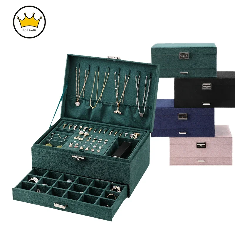 flannelette-jewelry-box-three-layer-lock-jewelry-necklace-storage-box-watch-earrings-earrings-ring-box-large-capacity