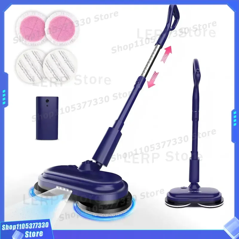 Cordless Electric Rotating Mop with 2600mAh Removable Battery Water Jet Cleaning Tool Adjustable Handle for Home Hotel Floor