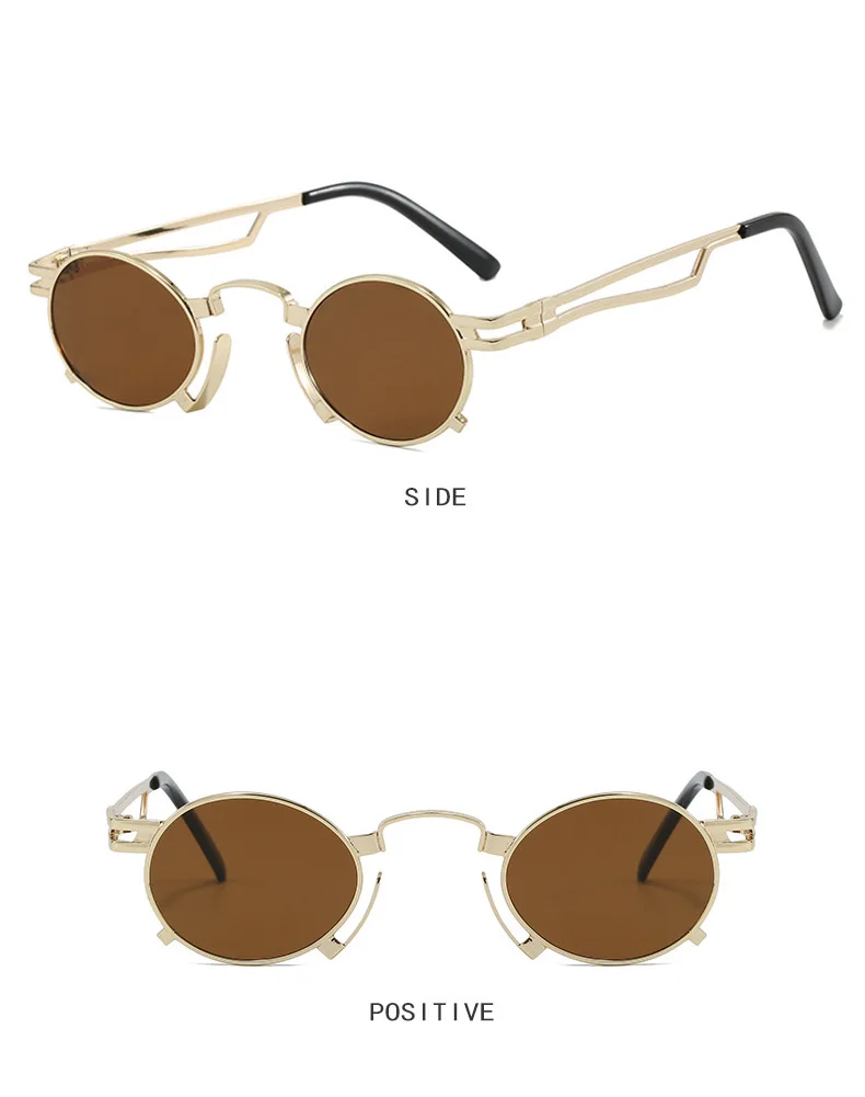 Punk Kleine Runde Sonnenbrille Frauen Retro Marke Designer Metall Rahmen Fashion Shades UV400 Sonnenbrille Weibliche Outdoor Brillen Männer – Detail 8