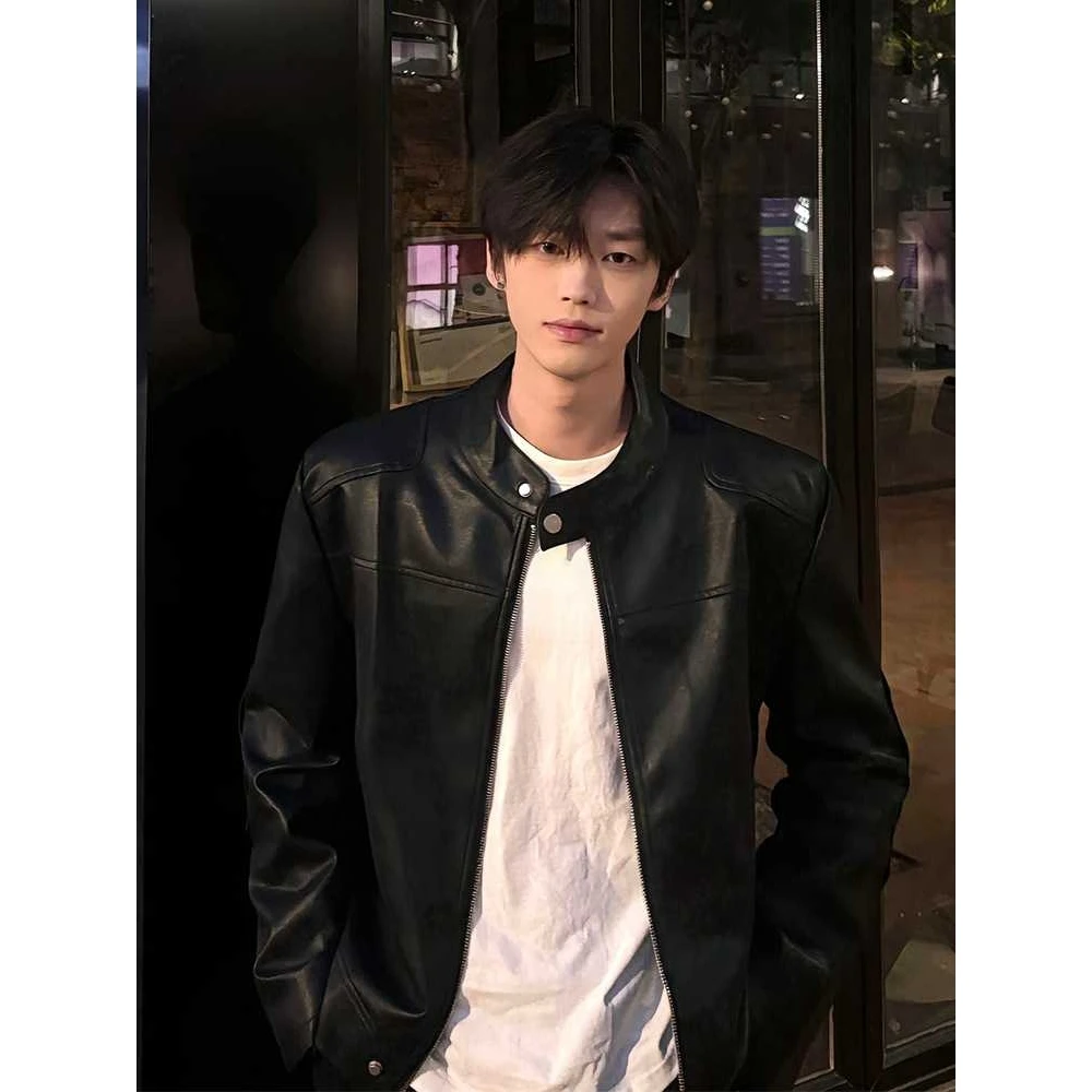 

Американская кожаная куртка-жакет для мотоциклистов, мужская, в стиле кантри-культур, высококачественная, с воротником-стойкой, в стиле «флайт-жакет»...