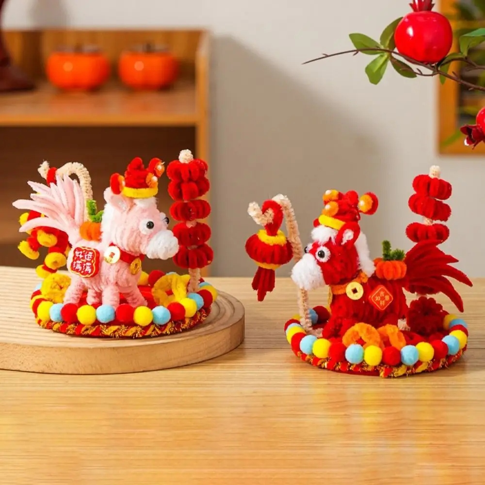 Ręcznie Robiony Wisiorek na Biurko w Kształcie Konia, Niedokończony, Kreskówkowy, Kreatywny, DIY, Twister Stick, Uroczy Zestaw Materiałów DIY, Dekoracja na Chiński Nowy Rok z Motywem Konia