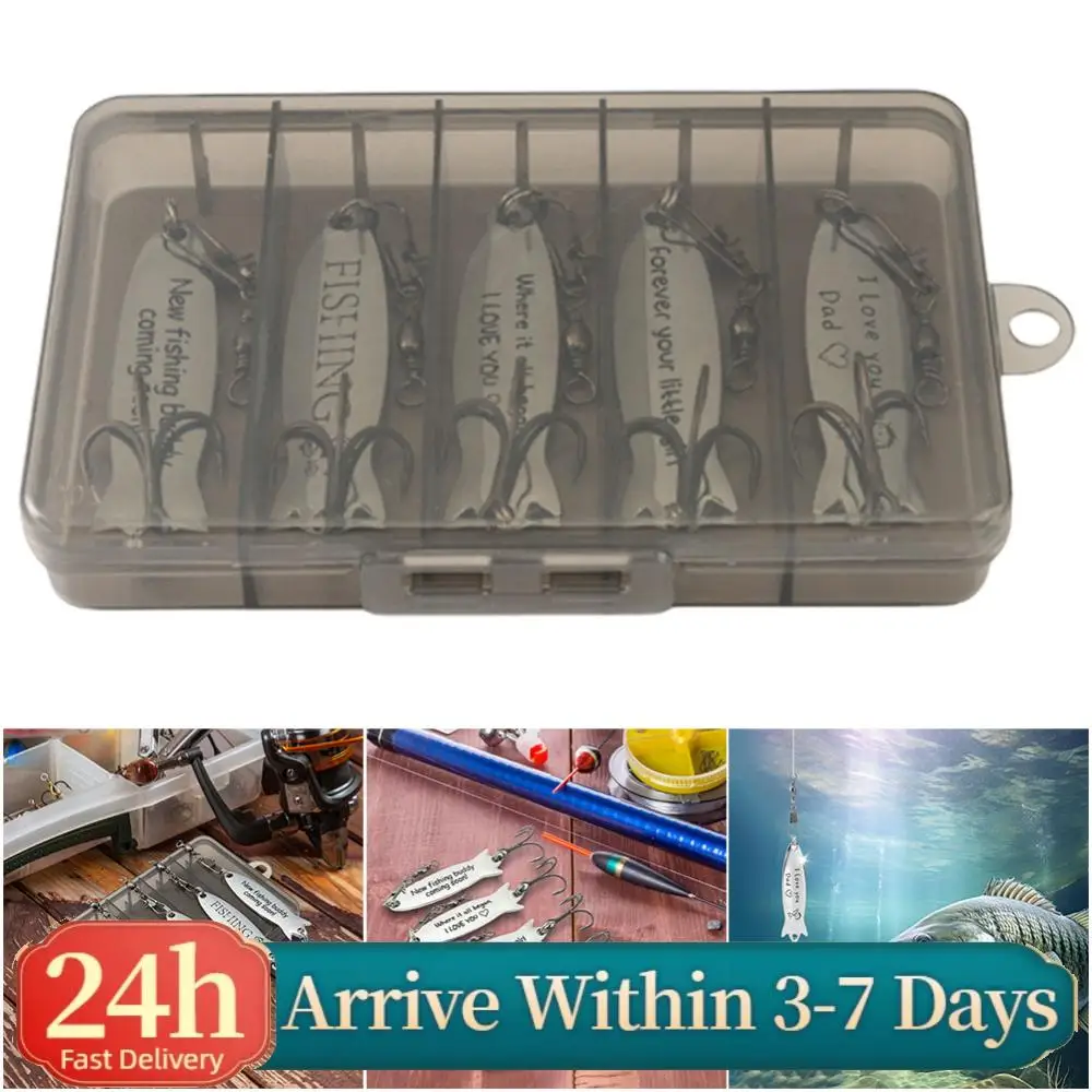 

Набор из 5 металлических вращающихся блесен для рыбалки с коробкой для снастей, приманки-крэнкбейты, подарки для рыболовов (для папы)