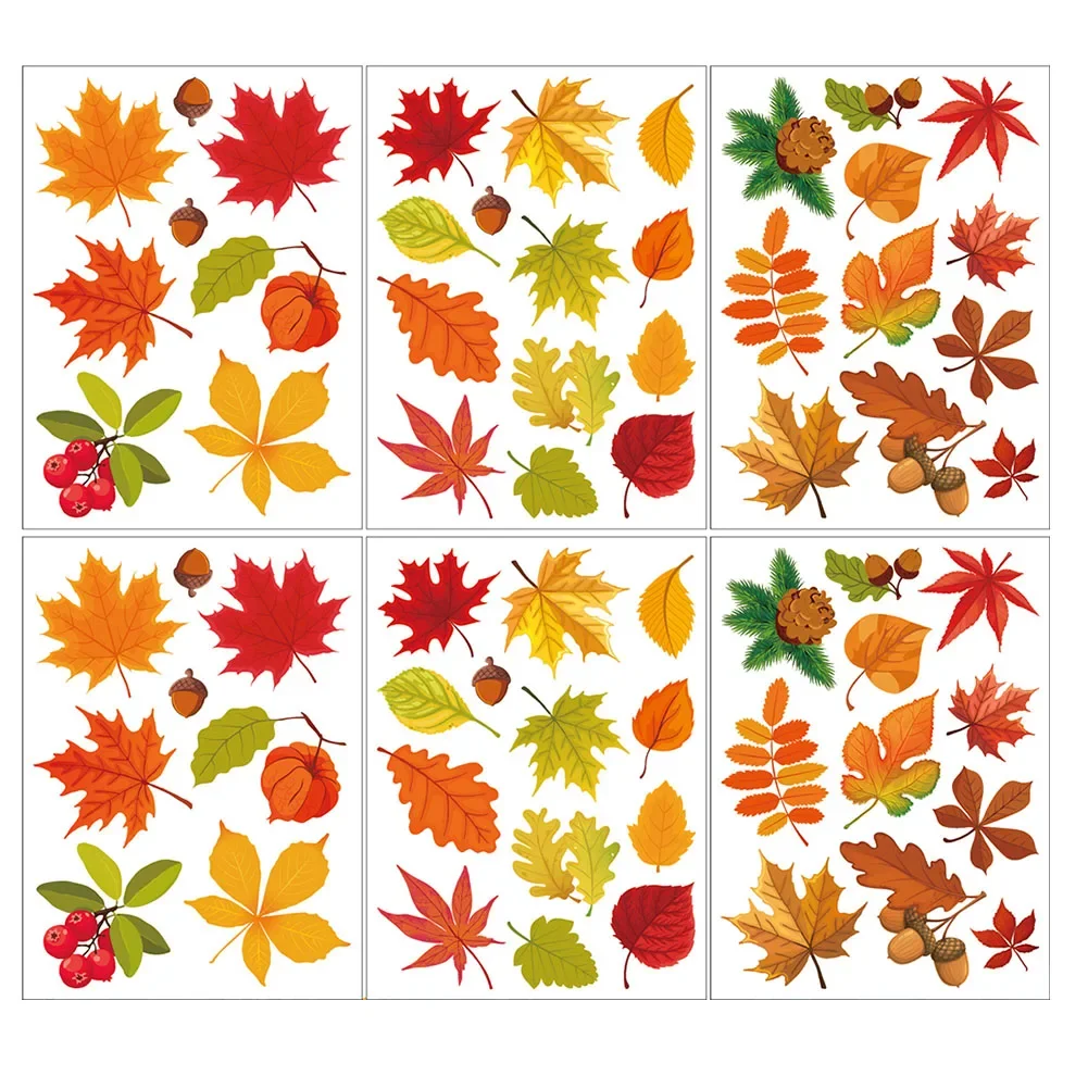 Embrace the Beauty of Autumn with 64pcs Maple Leaf Casement Stickers, Waterproof and Reusable, Easy to Apply and Peel Off