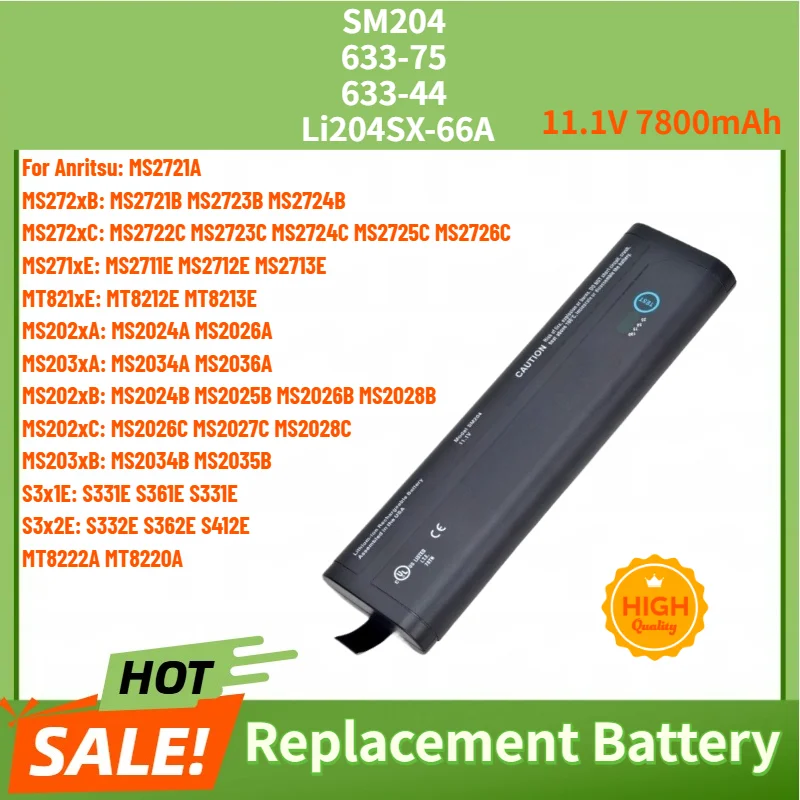 SM204 633-75 Battery for Anritsu MP1026A MS2721 MS2721A MS272xB MT821xE MT8222A Brand New 11.1V 7800mAh Replacement Battery