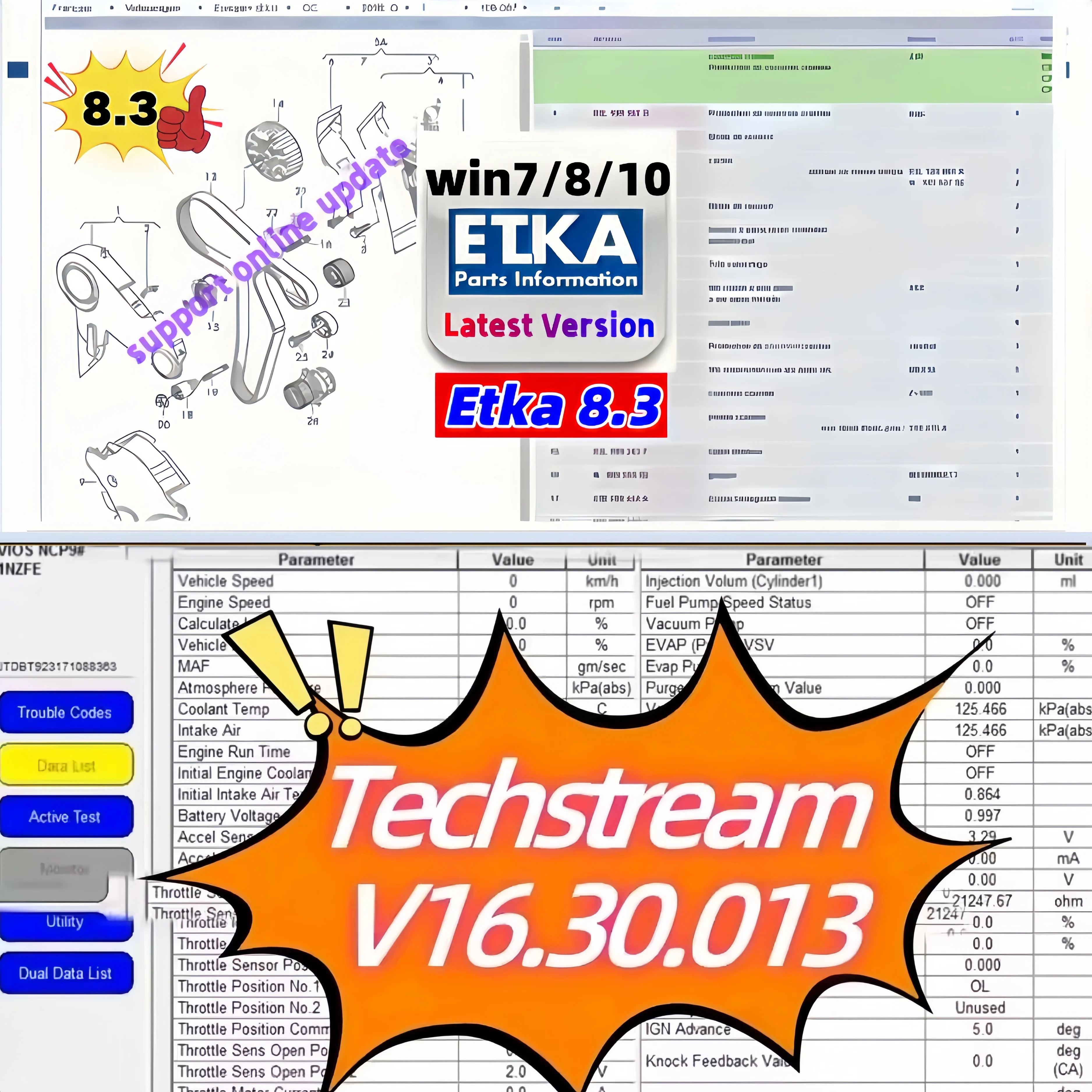 

Techstream V16.30.013 + ETKA 8.3: Toyota/Lexus/Scion ECU ✅ Programming & VW/Audi/SEAT/Skoda OEM Parts Catalog