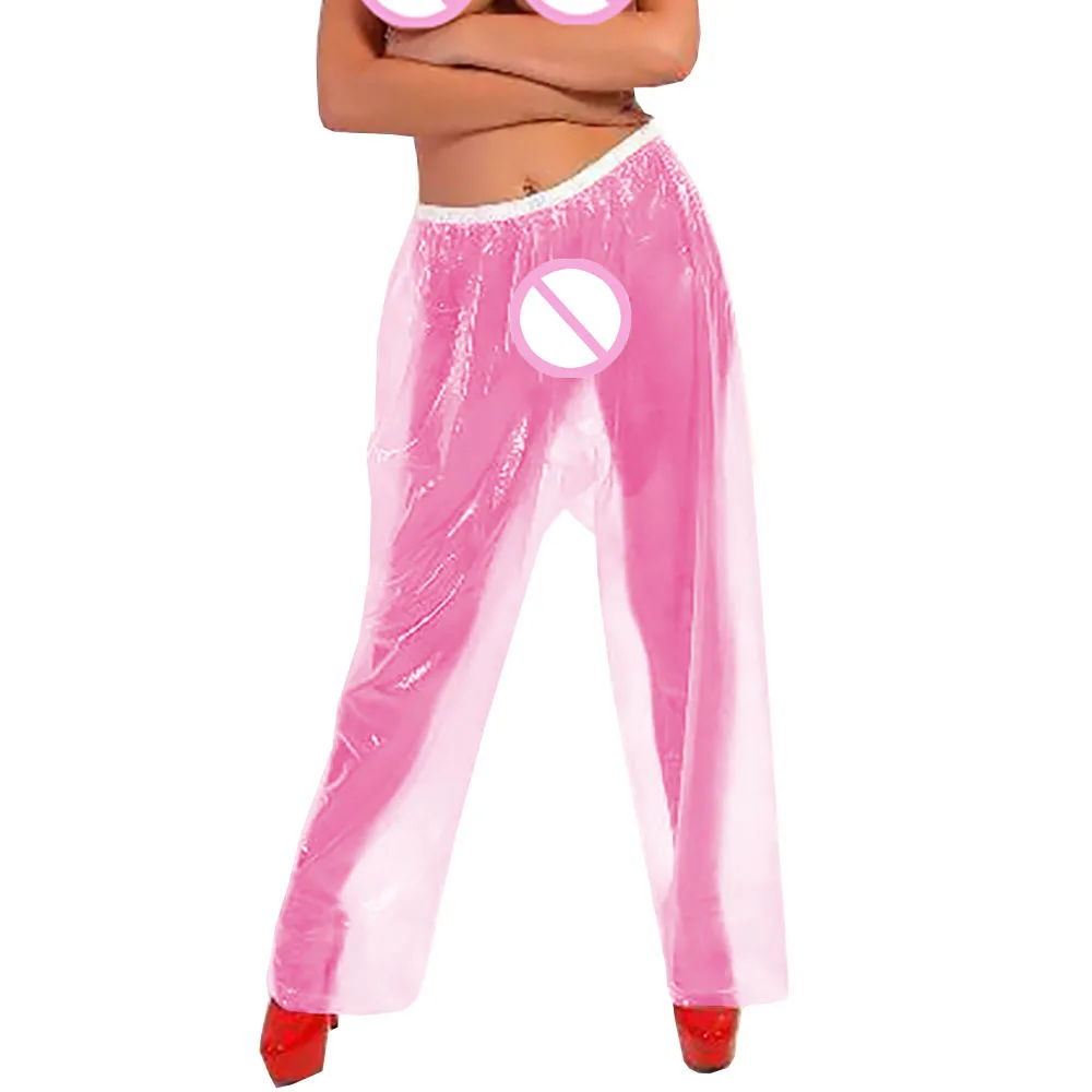 Sexy Exotic Transparent PVC Pants for Adults,Elastic Waistband Leggings,Plastic Loose Trousers,Private Party Clothing,ABDL Adult