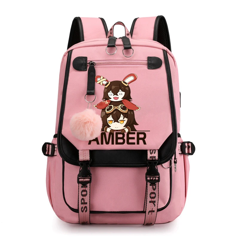 

Cartoon Print Genshin Impact Anime School Bags Fashion Anime Backpack Teenagers Nylon Waterpoof Bookbag Mochila Casual Backpack