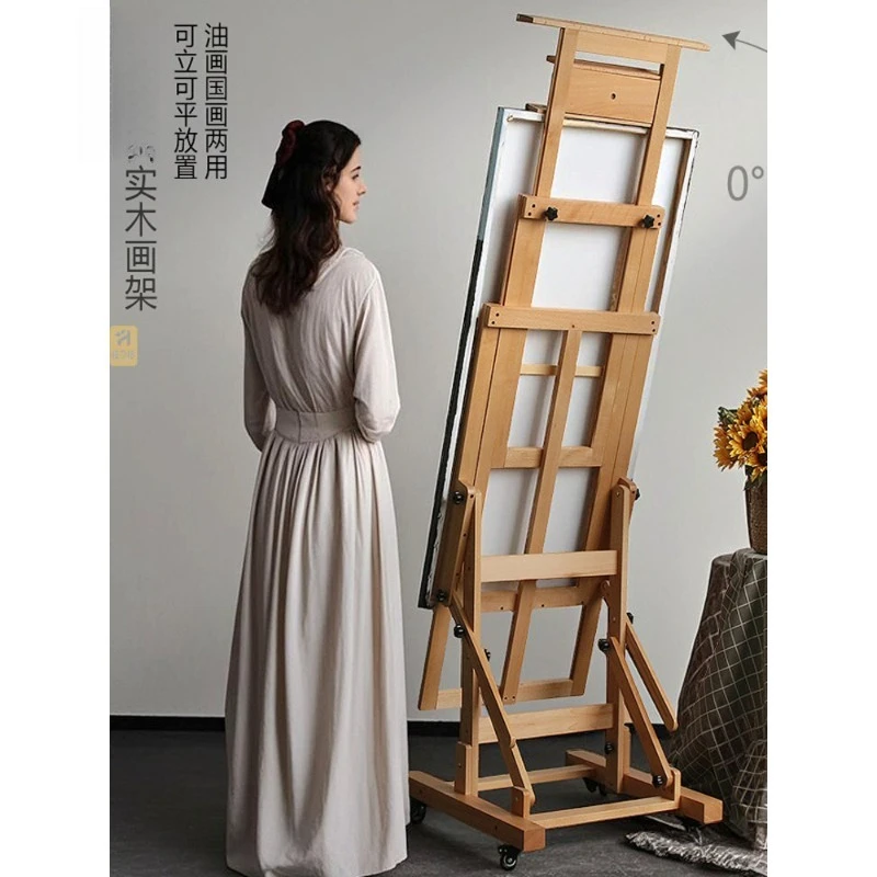 For beech painting art student bracket type foldable oil painting stand integrated display stand
