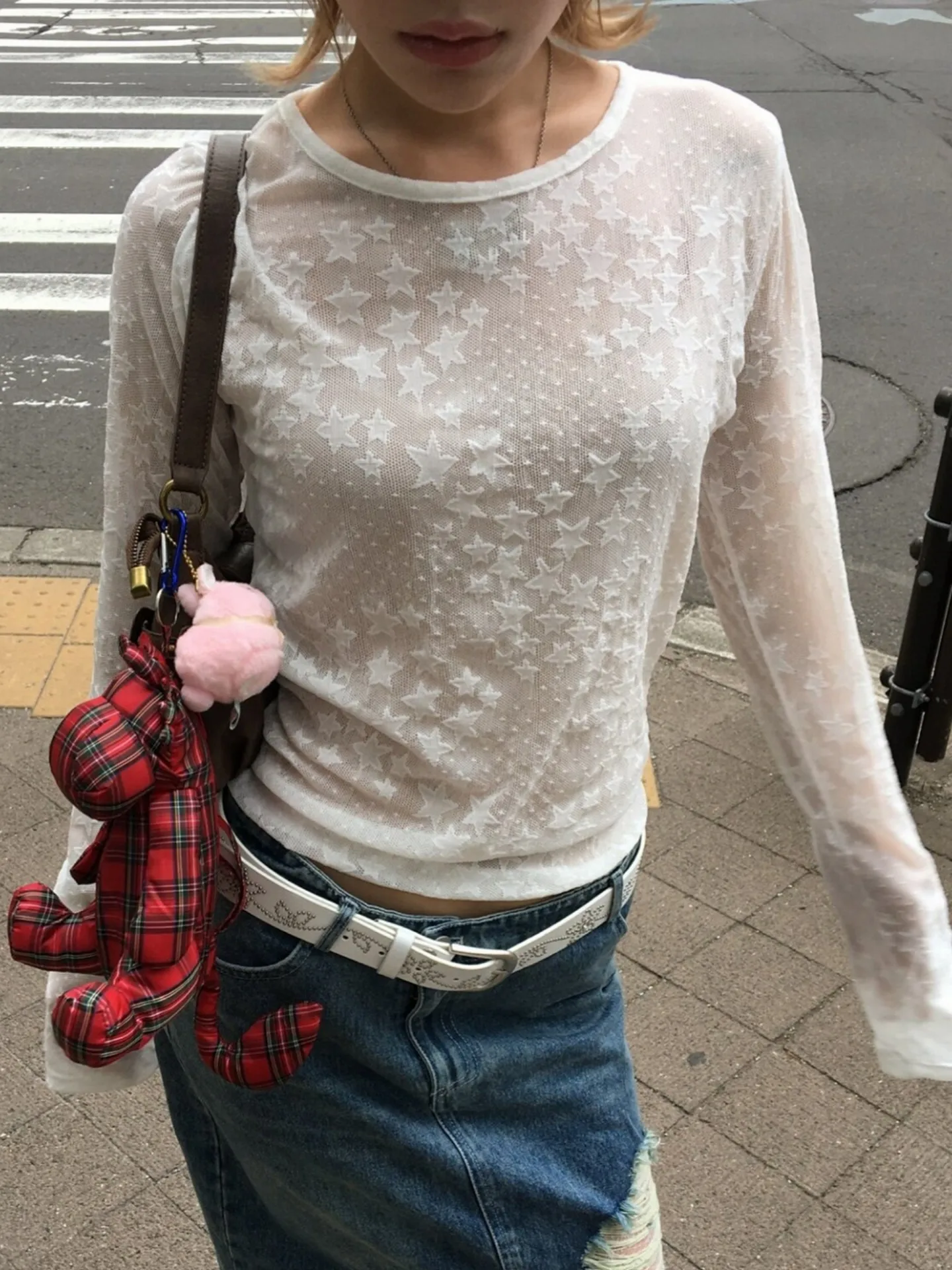 Women's Long Sleeve Lace T-Shirt Summer Thin New Design Sensation See-through UV Protection Top Cover up Korean Style Loose Fit