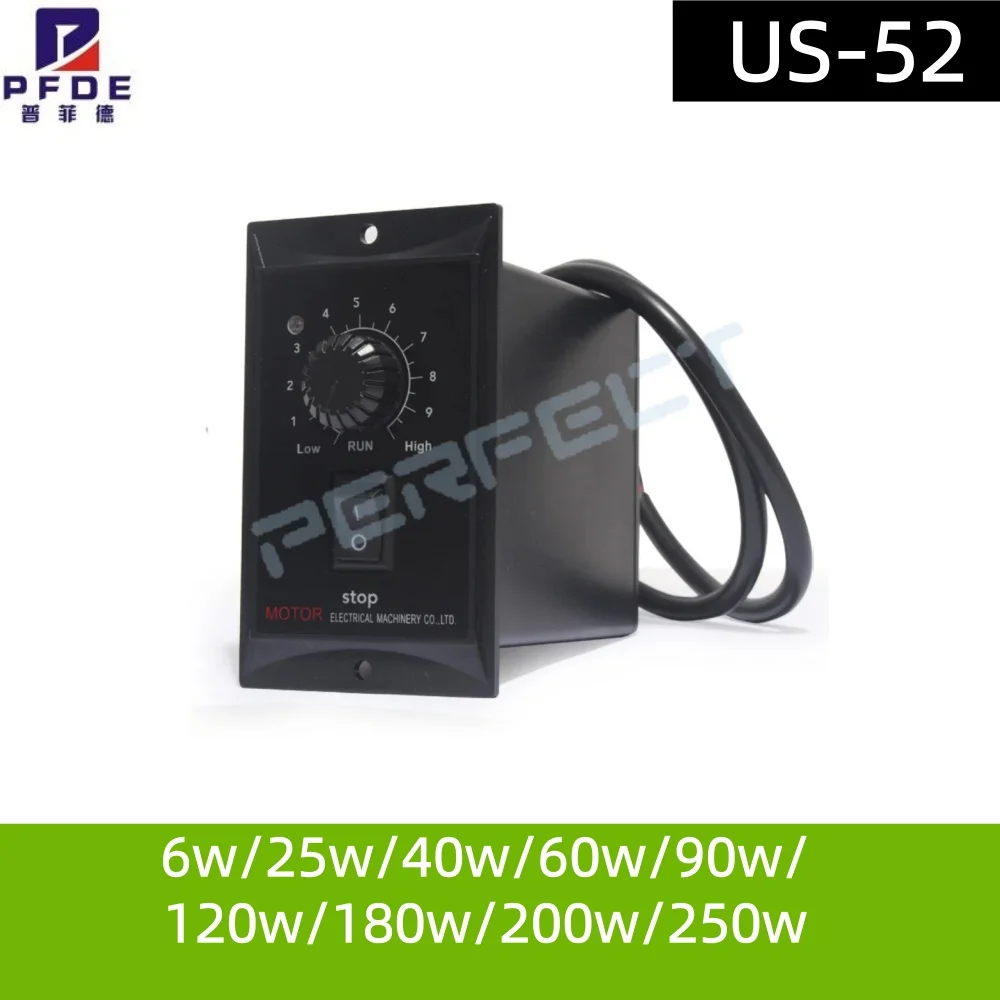 Regulador de Velocidade de Motor US-52 6w/25w/40w/60w/90w/120w/180w/200w/250w AC 220V/110V com Controle de Avanço e Recuo 50/60Hz